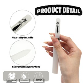 IOPJLK Nail File, Pack of 2 Reusable Glass Nail File, Finely Polished Nail Files, Natural Nails and Gel Nails, Black and White Nail File with Case, for Professional Salon and Home Care