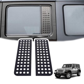 Phamyor Rear Door Window Glass Decals Aluminum Alloy Glass Panel Cover Trim Fit for 2007-2018 Jeep Wrangler JK JKU Sport Rubicon Sahara Unlimited 4-Door, 2PCS, Black