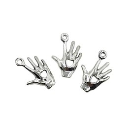 YOOGCORETT 50pcs Antiqued Silver Alloy Hand Heart Charms Pendants for Jewelry Findings Making Accessory for DIY Necklace Bracelet 19 X 13mm