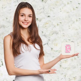 Uygafly Initials Travel Jewelry Case - Bridesmaid Gifts Wedding Day,Bridesmaid Proposal Gift,Bridal Shower Gifts,Maid of Honor Gifts,Bachelorette Party Decorations Favors | Cream,B