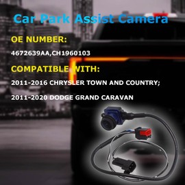 Rear View Back Up Camera Multiangle Views,Compatible with Chrysler Town & Country 2011-2016 Dodge Grand Caravan 2011-2020 Reversing Camera Replaces 4672639AA