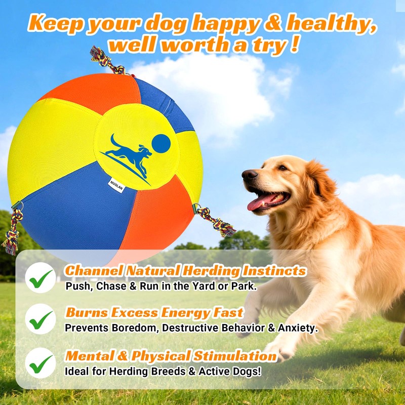NUOLAN Upgraded 22" Heavy-Duty Herding Ball for Dogs with Knotted