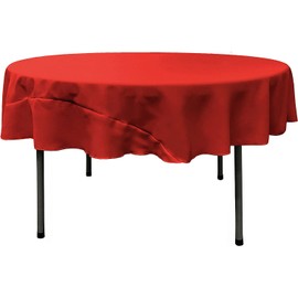 LA Linen Polyester Poplin Washable Round Tablecloth, Stain and Wrinkle Resistant Table Cover 72", Fabric Table Cloth for Dinning, Kitchen, Party, Holiday 72-Inch, Red, (TCpop72R_RedP98)
