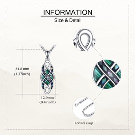 MONGAS Celtic Knot Necklace Sterling Silver Malachite Celtic Pendant Irish Necklace Irish Jewelry Gifts for Women