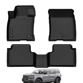 All Weather Car Floor Mats Compatible with 2021 2022 2023 2024 Bronco Sport 2022 2023 2024 Maverick,3Pcs Automotive Floor Mats & Cargo Liners Front & Rear Row Interior Car Accessories