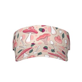 Mushroom Print Sun Visor Cap,Women Men Sun Hat Pink