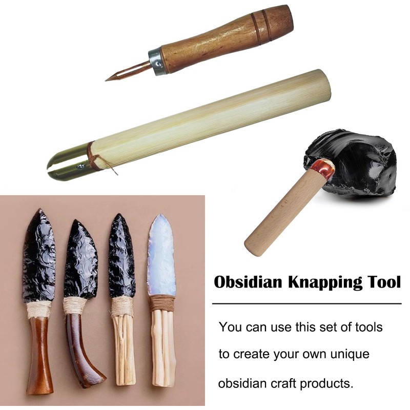 Flint Knapping Tools Kit Obsidian Crafting Tool, Dragon Crystal Stone