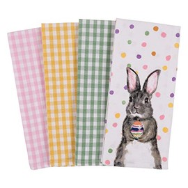 Pantry Kitchen Holiday Dish Towel Set of 4, 100-Percent Cotton, 18 x 28-inch (Easter Egg Bunny)