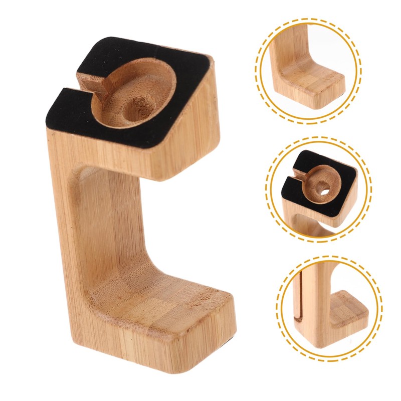Mipcase 1Pc Bamboo Smart Watch Charging Stand Natural Grain Holder