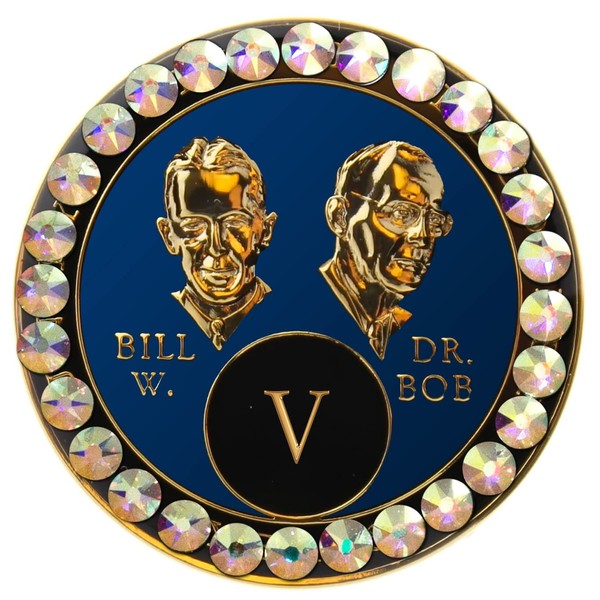 Sobriety Chip AA Blue Bill & Bob Triplate Aurora Borealis