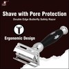 Pearl Shaving Double Edge Butterfly Safety Razor P- 81D (Black)