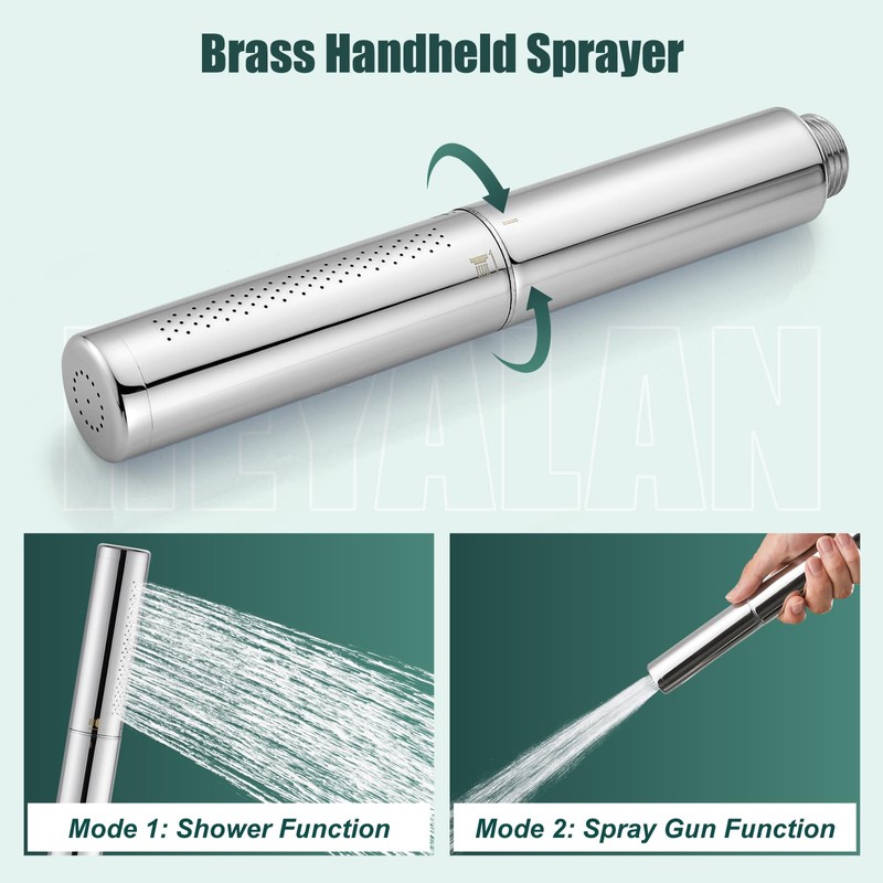 Heyalan Brass 2 in1 Function Handheld Spray Polished Chrome Hand