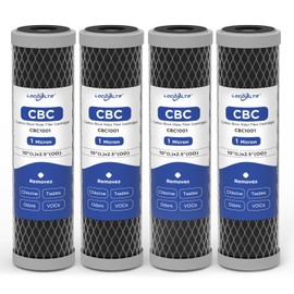 1 Micron 10" x 2.5" Whole House CTO Carbon Block Water Filter Cartridge Replacement for CBC-10, CB1-10, CBR2-10, CB3, CB1, FX12P, FXULC, FXUVC, WHKF-DB1, SMCB-2510, CBSM-2510, MAXVOC-975RV (Pack of 4)