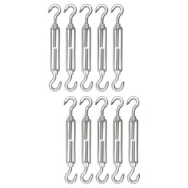 Risbay Turnbuckle Hook and Hook Stainless Steel Turnbuckle Wire Tensioner Heavy Duty Turnbuckle for Cables Wire Turnbuckle Shade Sails Cable Tightener,10PCS(Silver)