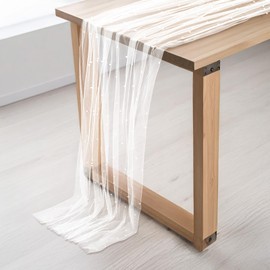 ElevateTech White Pearl Table Runner, 10 FT Tulle Fabric Lace Tablecloth Wedding Table Runner Pearl Decor for Bridal Shower Birthday Party Wedding Arch Veil Dessert Tables Decorations, 29.5 x120 Inch