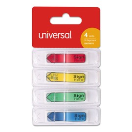 Universal UNV99011 Deluxe 0.5 in. x 1.75 in. Sign Here Message Arrow Flags - Assorted Colors (120/Pack)