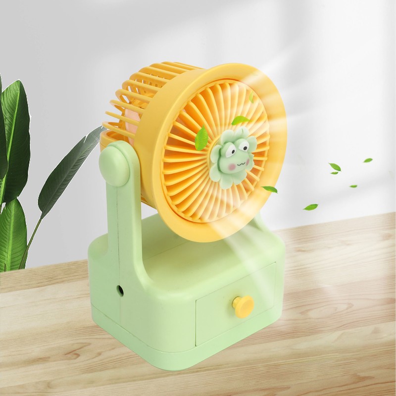 Desk Fan USB Charging Adjustable Angle Cute Portable Multifunction Air