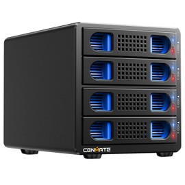 CENMATE 4 Bay Hard Drive RAID Enclosure with Cooling Fan for 2.5/3.5" SATA HDD/SSD with USB A/C 3.0＋eSATA Cable, 3.5 Hard Drive Reader Supports 80TB Capacity, 8 RAID Modes, DAS(NO NAS)