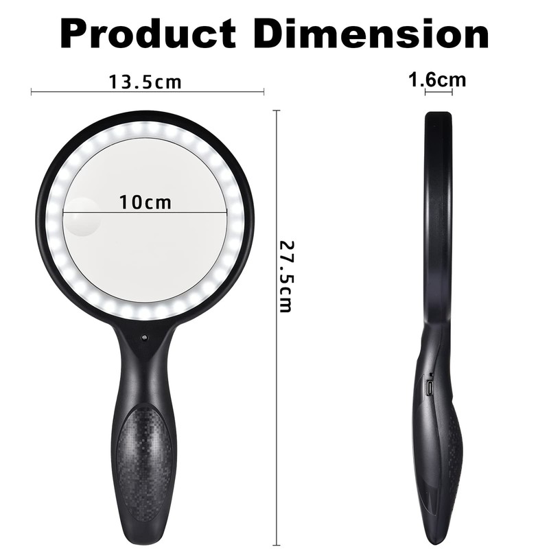 Magnifying Glass with Light, 30x 60x Magnifying Glass for Reading