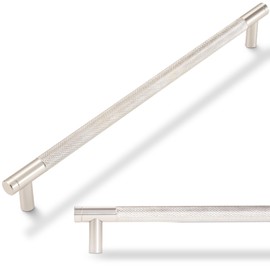 POVEFONK 6 Pack 11-1/3 inch(288mm) Brushed Satin Nickel Kitchen Cabinet Handles Knurled Cabinet Pulls Drawer Pulls Kitchen Hardware