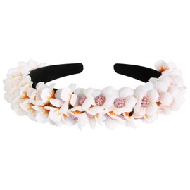 BOOMTOP Headband Dirndl Flowers Hair Band Costume Hair Accessories Flowers Hair Wreath Flower Headband Women Girls Headpiece with Flowers for Wedding Carnival Theme Party White