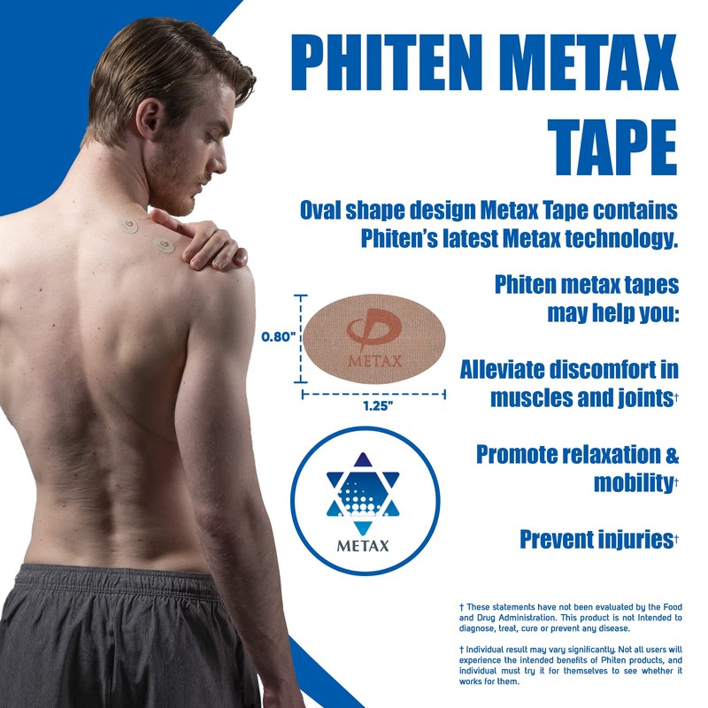 Phiten Metax Power Tape - Oval Shaped Water-Resistant Athletic Tape