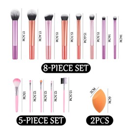 8 pieces beauty brushes, 2 pieces powder puff, 5 pieces eye brush, face make-up brush, travel convenience make-up brush, beauty and beauty tools