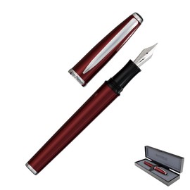 Monteverde USA Aldo Domani Fountain Pen Red – Fine Nib – Free Ink Bottle, Converter & Cartridges – JoWo German Nib – Refillable Gift Pen in Box