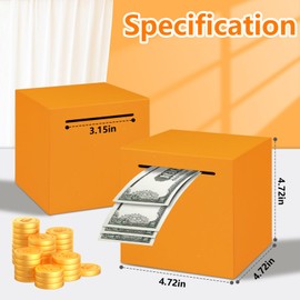 Totola Stainless Steel Piggy Bank for Adults, Indestructible Savings Box for Cash, Must-Break-to-Open Metal Secure Money Banks for Kids, Unbreakable Coin Bank for Money Saving Plan (Orange, 4.72inch)