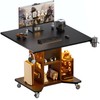 Pamray Small Rolling Gaming Desk with Led Lights Power Outlets
