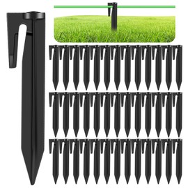 GROFIS Pack of 100 Ground Pegs for Robotic Lawnmower Boundary Cable, Hook Ground Anchors Made of Sturdy PP, Pegs Ground Spikes Nail for Lawn Robot Boundary Wire Tent Camping, Compatible with Worx Gardena