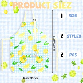 Kids Lemon Apron, Cute Kids Apron with Pocket, Adjustable Strap Apron for Kids, Kids Cooking Kitchen Chef Baking Apron (Yellow)