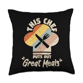 Funny Cooking Shirts And Gifts For Chefs This Chef Puts Out Meals Cooking Lovers Throw Pillow, 18x18, Multicolor
