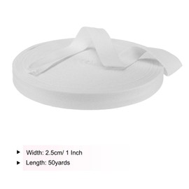 TA-VIGOR Cotton Twill Tape Ribbon 25mm, 50 Yards Bias Binding Tape Bunting Tape Soft Natural Herringbone Webbing Tape Roll for Sewing Dressmaking Gift Wrapping DIY Craft, White