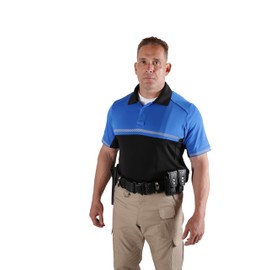 RYNO GEAR 100% Polyester Jersey Knit Two Tone Bike Patrol Polo Shirts (Royal Blue/Black) Large