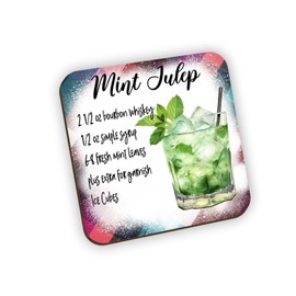 Customised Print Mint Julep Cocktail Recipe Drinks Coaster, Full Colour Digitally Printed