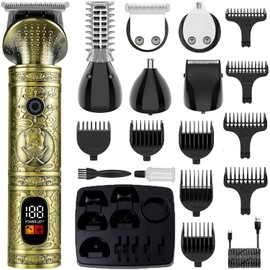 ZQIN Haarschneidemaschine Profi Bartschneider Herren Männer Haarschneider Elektrisch Barttrimmer Kabellos Langhaarschneider Haarschneideset für Haar/Bart - mit Intelligente LED - Anzeige 6in 1