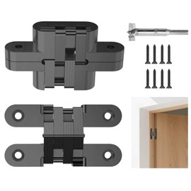 Mdkave Invisible Hinges for Cabinet Doors - Completely Hidden 180°Hinges,Concealed and Smooth Quiet Close(Black,0.63"-2.76",2Pack)