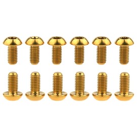 Wanyifa 12 tornillos de titanio Ti Torx M5 x 10 para freno de disco de bicicleta, tornillos de rotor Gr5 (dorados)