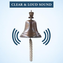 Solid Brass Wall Mounted Ship Hanging Antique Brass Bell for Reception, School, Outdoor, Indoor, Dinner & Chruch - 6 Inch by The Metal Magician