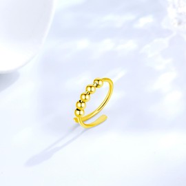 INFUSEU Gold Fidget Ring Women Spinner Anxiety Thumb Rings Adult Teens to My Daughter Adjustable Beads Spinning Worry Stress Adhd Relief Finger 6 5 7 Adjustable Stackable Stacks