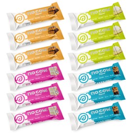 No Cow High Protein Bars, Dipped Variety Pack - Healthy Snack, 20g Vegan Protein, High Fiber, Low Sugar, Keto Friendly, Dairy & Gluten Free (12 Count)