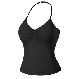 Workout Tank Tops for Women with Built in Bra Sleeveless Gym Tops Seamless Racerback Athletic Yoga Shirts Black-S
