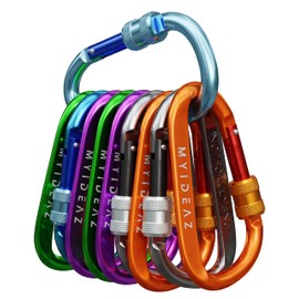 MyIdeaz Carabiner with spring-loaded gate, D shape carabiner set, 80 mm large snap hook made of high-quality premium aluminium for camping, hiking, 8cm