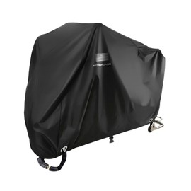 NEVERLAND Motorcycle Cover Waterproof Outdoor - Black Heavy Duty Scooter Cover, Motorbike Cover with Refletive Logo, Lock-Hole, Bandage, Storage Bag-Protect Against Dust, Debris, Rain and Weather(L)