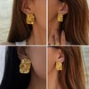 Chunky Gold Stud Earrings for Women Trendy 14k Gold Earrings