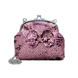 AfitLulu Coin Purse, Reversible Sequin Coin Wallet for Women with Removable Chain, Kiss-Lock Coin Purse Pouch, Sequin Handbags for Women, Change Purse for Cards Keys Lipsticks (Style 2)