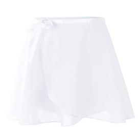 Ballet Skirt Girls Chiffon Ballet Wrap Skirt Dance Skirt Adjustable Waist Ties Ballet Skirt Women, White