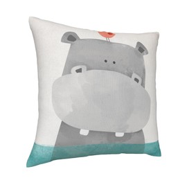 VARUN Hippo in Water Pillowcases Cartoon Big Animal Print Pillow Case Decorative Throw Pillow Cover for Home Sofa Office 18x18inch