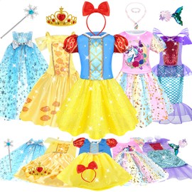 Dreamon Princess Dress, Kids Dress, 4 x Cloak x 1 Cepter, Crown, Jewelry, Hair Clip, Accessories, Girls, Toys, Girls, Gift for 3, 4, 5, 6 Years Old, Girls, Birthday Gift, Christmas Gift, Girls,